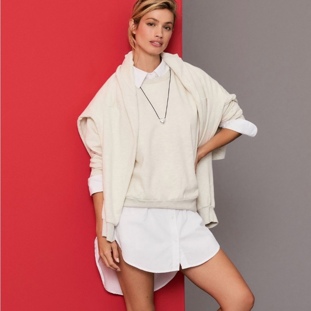 T La crewneck cream sweatshirt from Anthro